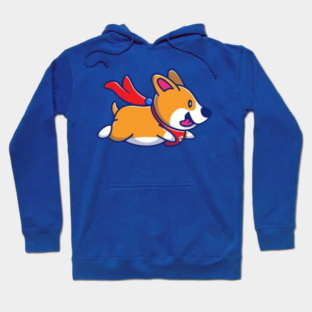 Cute Corgi Flying Cartoon Hoodie by Catalyst Labs